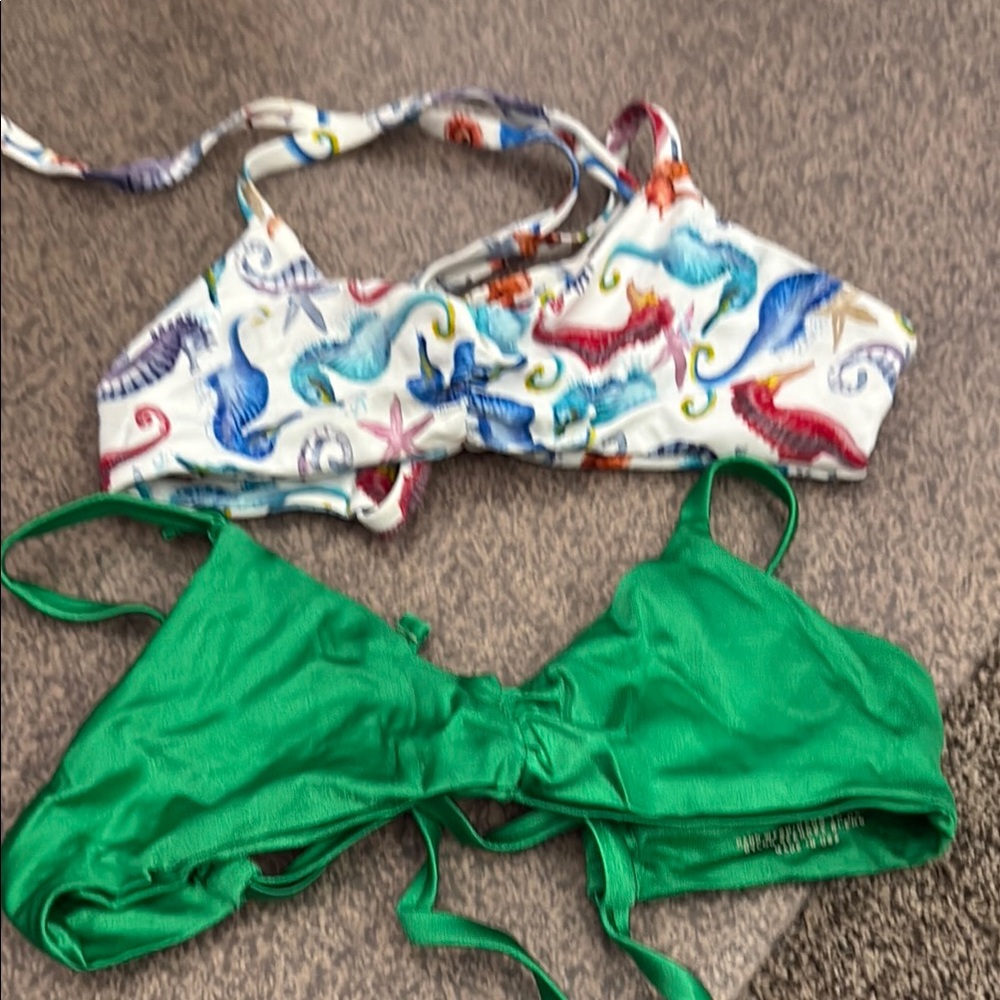 Green and Multicolor Bikini tops